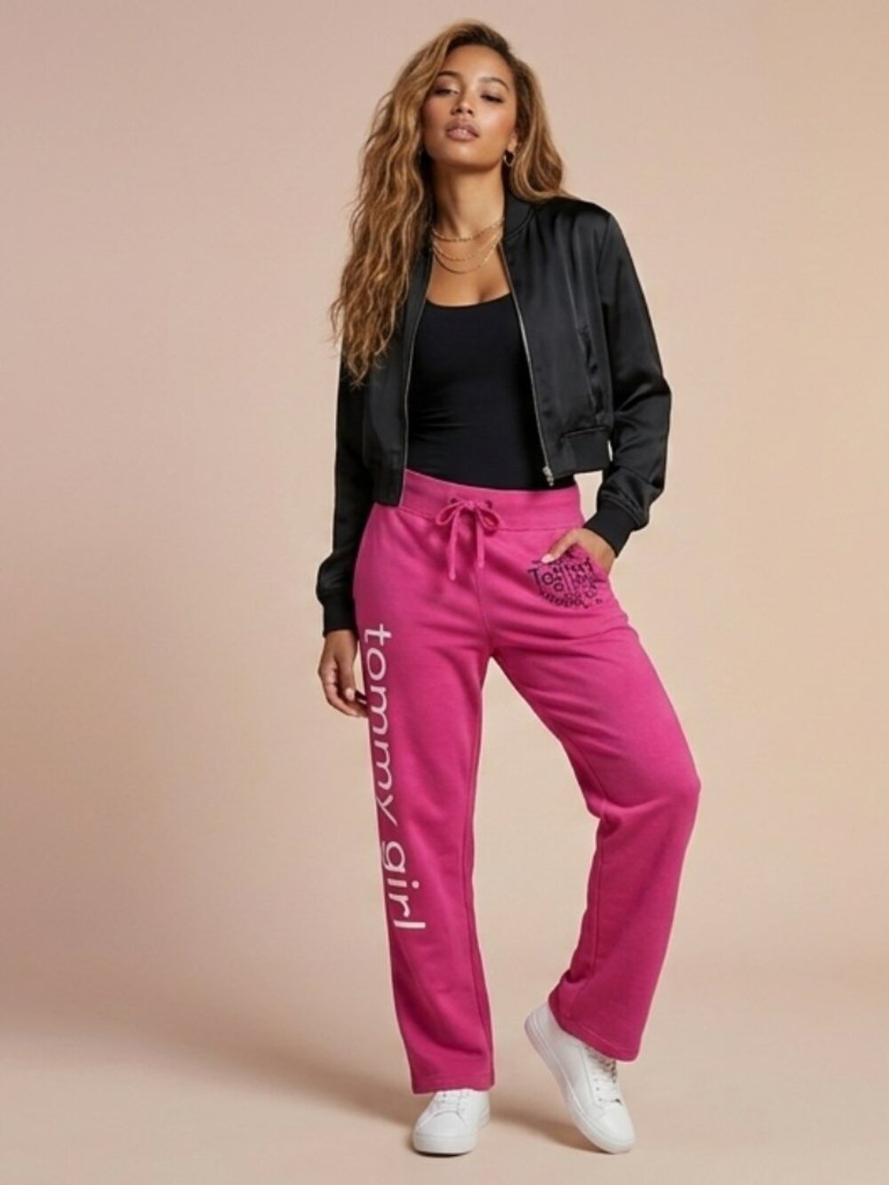 Tommy Girl Pink Graphic Sweatpants Joggers - Picture 4 of 6